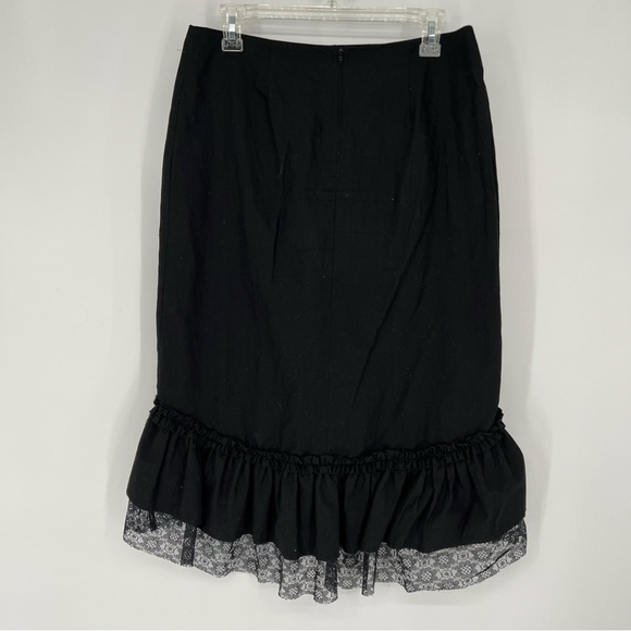 Elegant Black Lace Trim Skirt H&M Goth Practical Magic Hi Lo - Picture 7 of 12